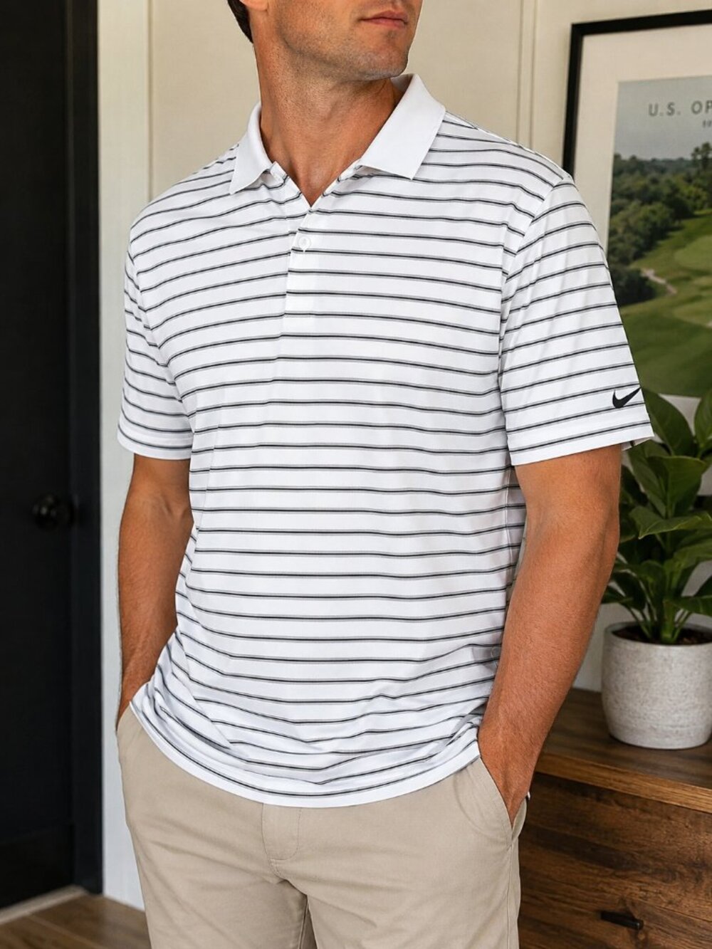 Nike Dri-FIT Victory Stripe Golf Polo Shirt NWT Men's Large